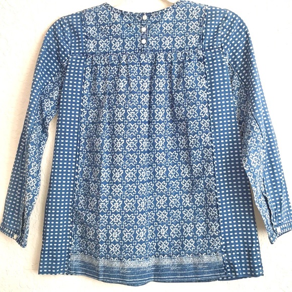 J. Crew Long Sleeve Block Print Blouse. Size 00 - Picture 4 of 6